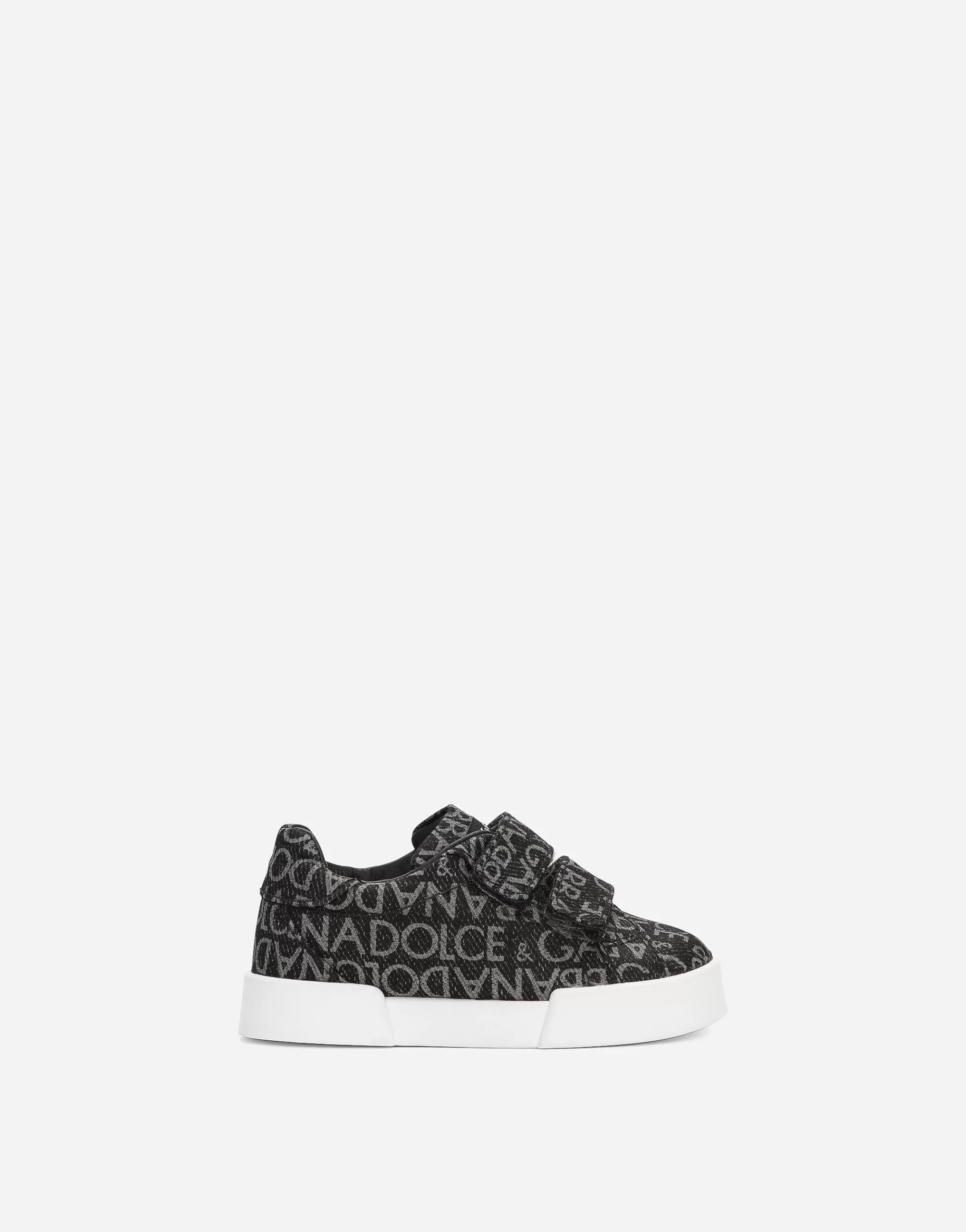 Shoes For First Steps (19-26)>Dolce&Gabbana Coated jacquard Portofino sneakers Black