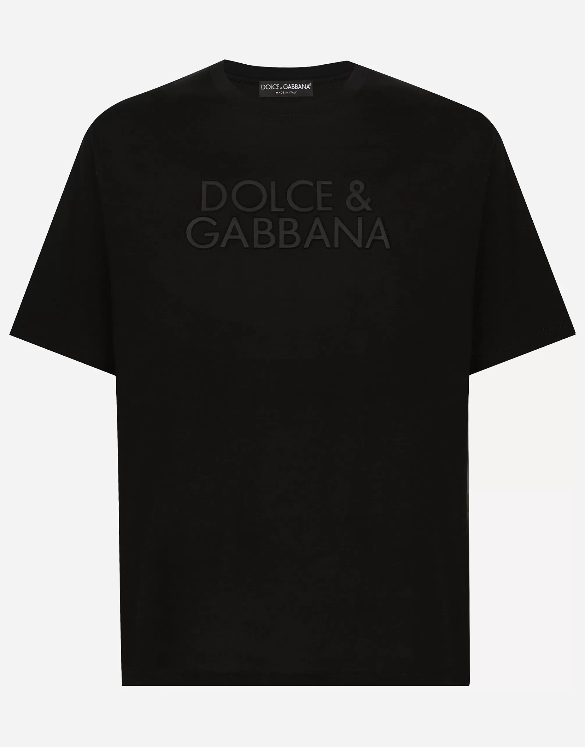T-Shirts And Polos>Dolce&Gabbana Cotton T-shirt with logo embroidery Black