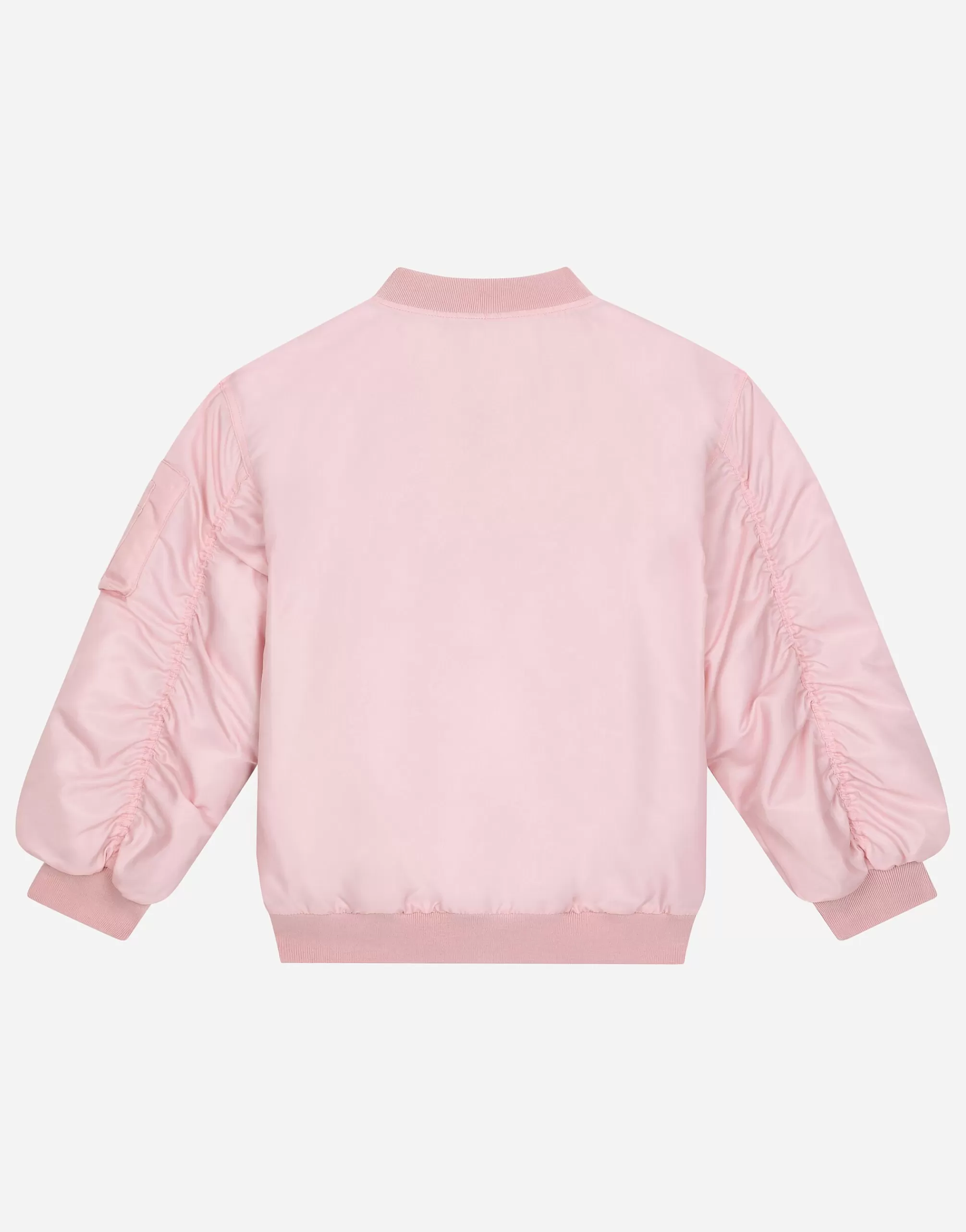 Coats And Jackets>Dolce&Gabbana Nylon bomber jacket with logo tag Rosa