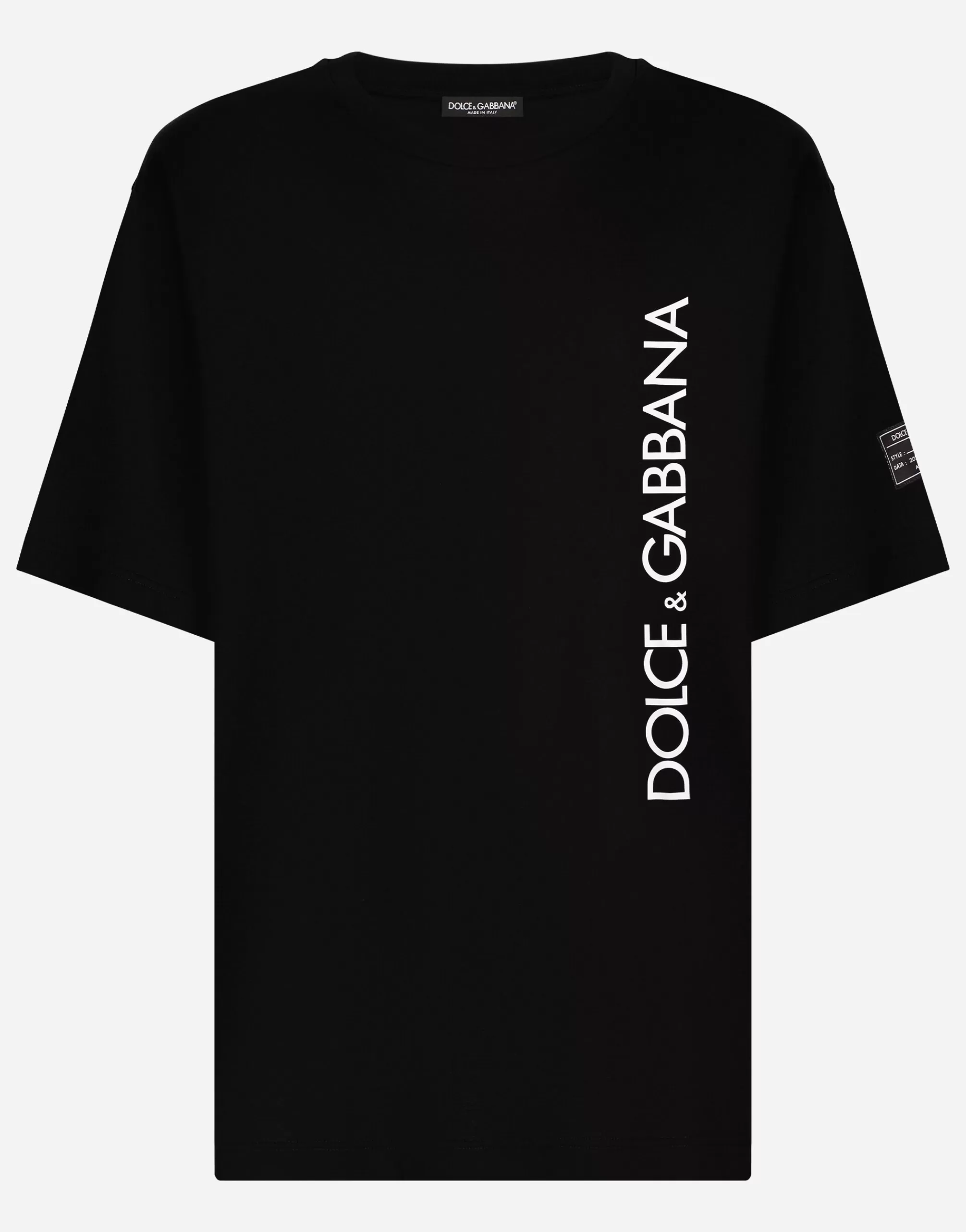 T-Shirts And Polos>Dolce&Gabbana Short-sleeved T-shirt with vertical logo print Black