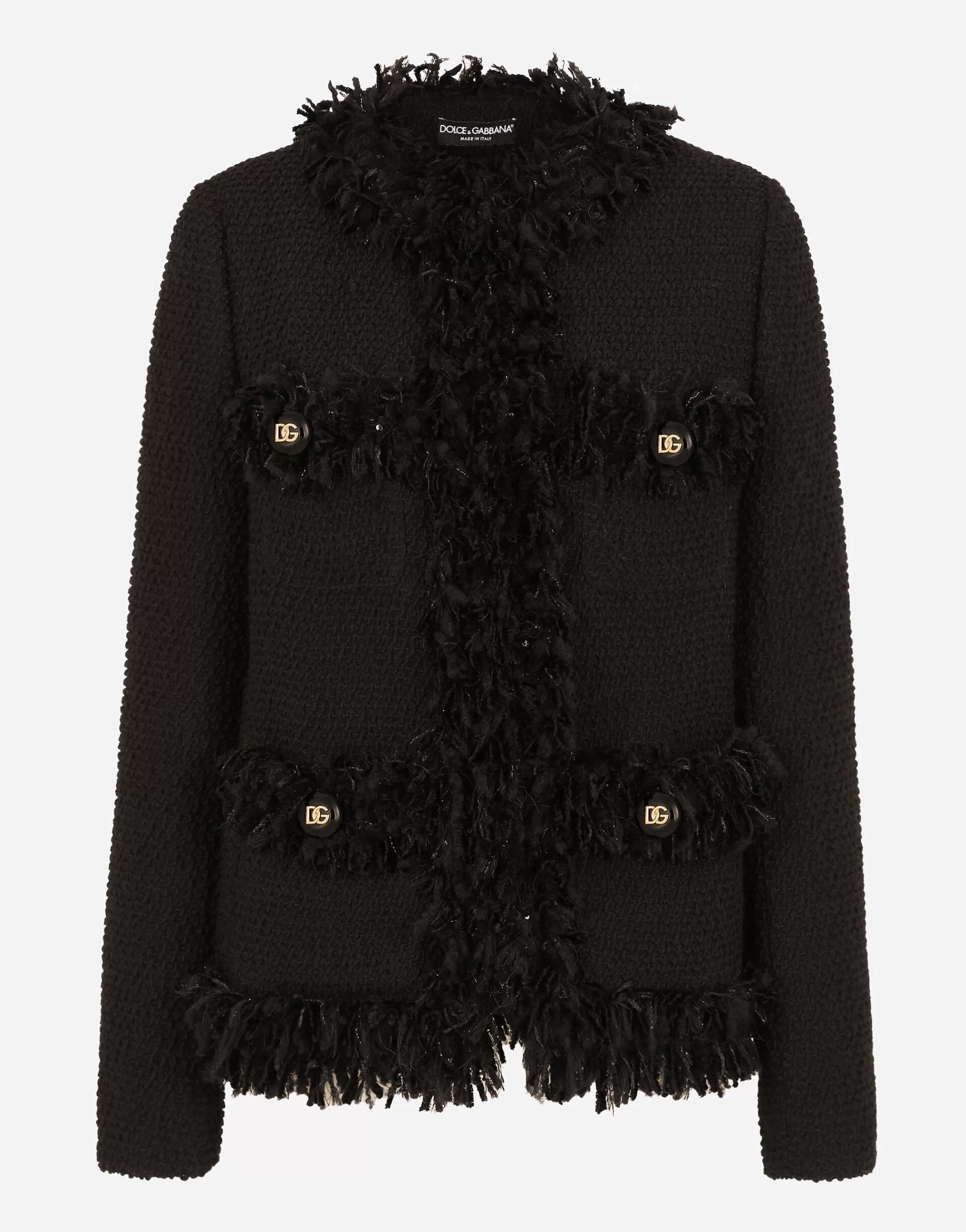 Blazers>Dolce&Gabbana Single-breasted bouclé jacket Black