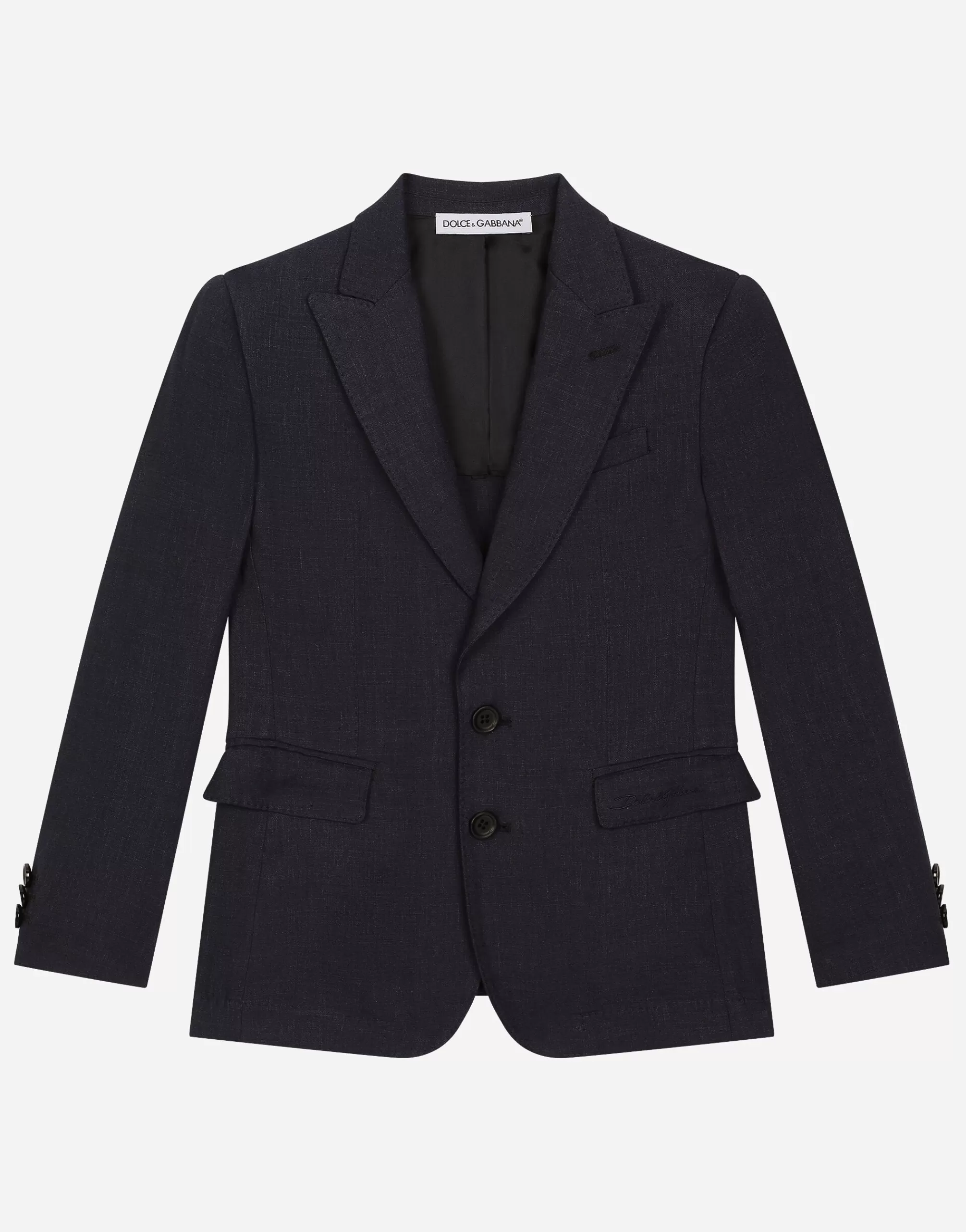 Suits>Dolce&Gabbana Single-breasted linen jacket Azul