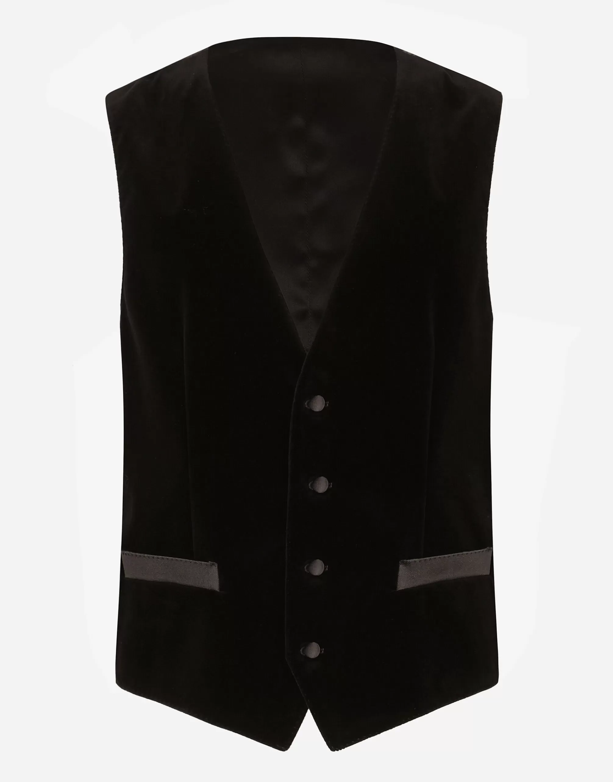 Tailoring | Suits And Blazers>Dolce&Gabbana Single-breasted velvet vest Black